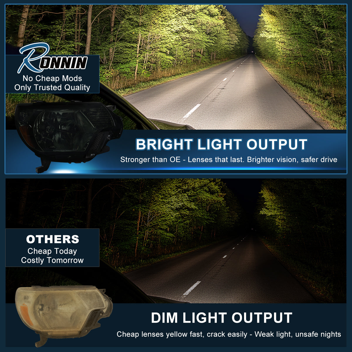 Ronnin - Faros de repuesto para Toyota Tacoma 2012-2015, par | Ahumado