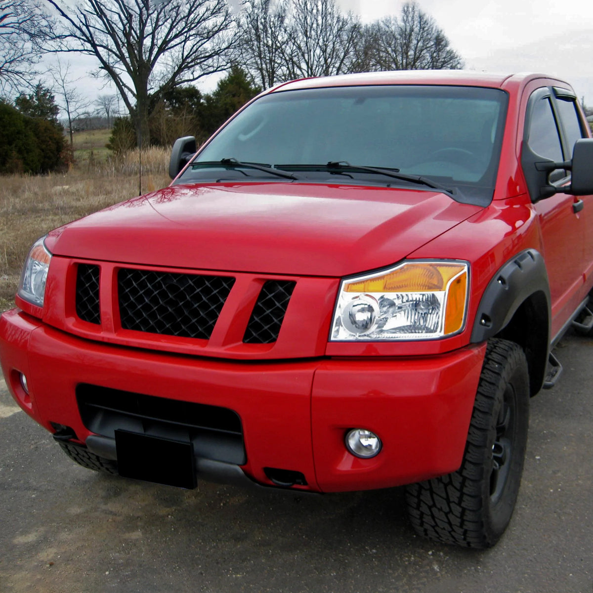 Ronnin - Compatible con Nissan Titan Armada 2004-2015 Par de ensamblaje de faros delanteros de repuesto | Cromado
