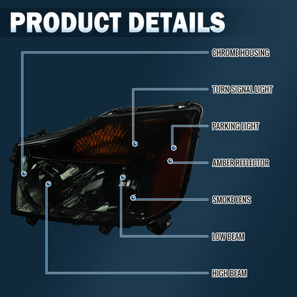 Ronnin - Compatible con Nissan Titan Armada 2004-2015 Juego de faros de repuesto | Ahumado