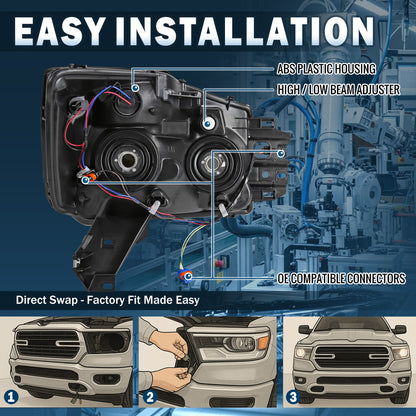 Ronnin - Compatible con Nissan Titan Armada 2004-2015 Juego de faros de repuesto | Ahumado