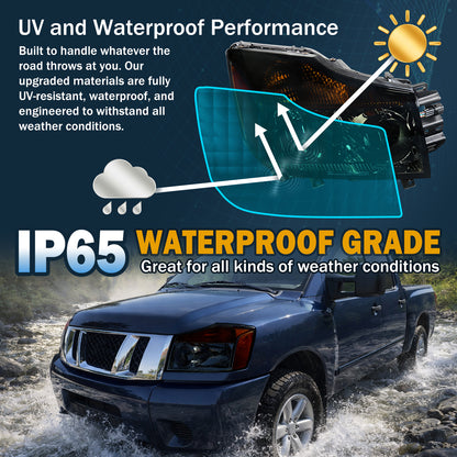 Ronnin - Compatible con Nissan Titan Armada 2004-2015 Juego de faros de repuesto | Ahumado