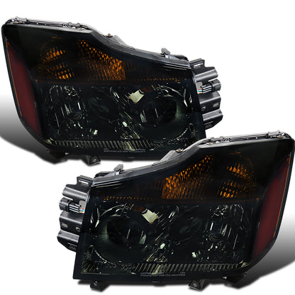 Ronnin - Compatible con Nissan Titan Armada 2004-2015 Juego de faros de repuesto | Ahumado
