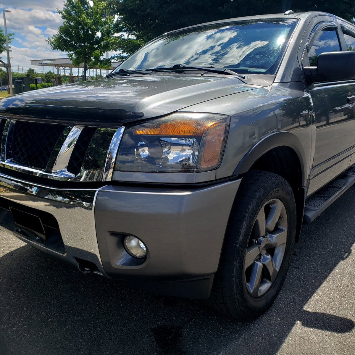 Ronnin - Conjunto de faros delanteros de repuesto de fábrica para Nissan Titan Armada 2004-2015, par | Negro