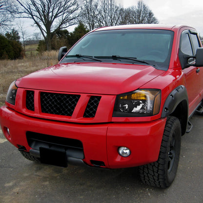 Ronnin - Conjunto de faros delanteros de repuesto de fábrica para Nissan Titan Armada 2004-2015, par | Negro