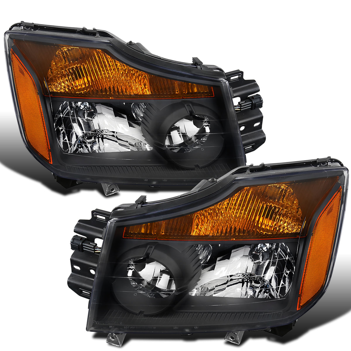Ronnin - Conjunto de faros delanteros de repuesto de fábrica para Nissan Titan Armada 2004-2015, par | Negro