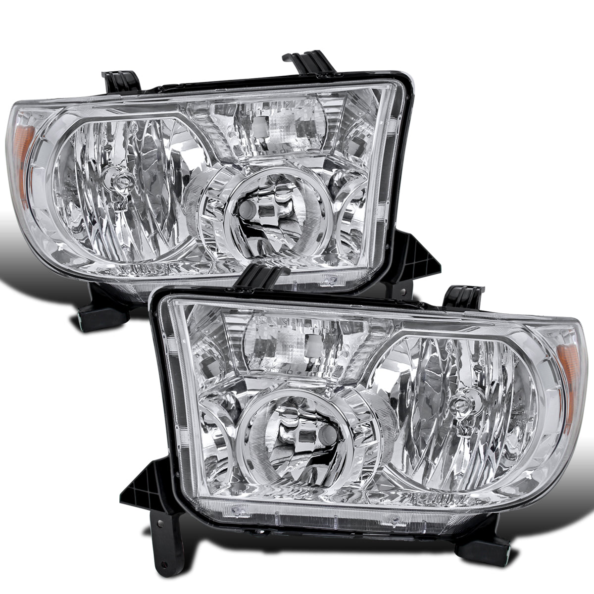 Ronnin - Compatible con Toyota Tundra Sequoia 2007-2017 | Par de ensamblaje de faros de repuesto | Cromado