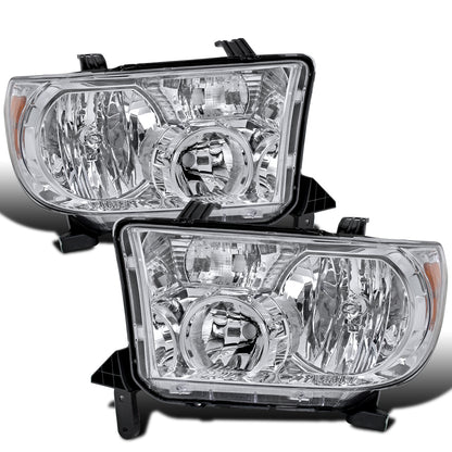 Ronnin - Compatible con Toyota Tundra Sequoia 2007-2017 | Par de ensamblaje de faros de repuesto | Cromado