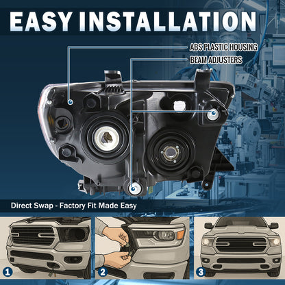 Ronnin - Conjunto de faros delanteros de repuesto para Toyota Tundra Sequoia 2007-2017 | Ahumados