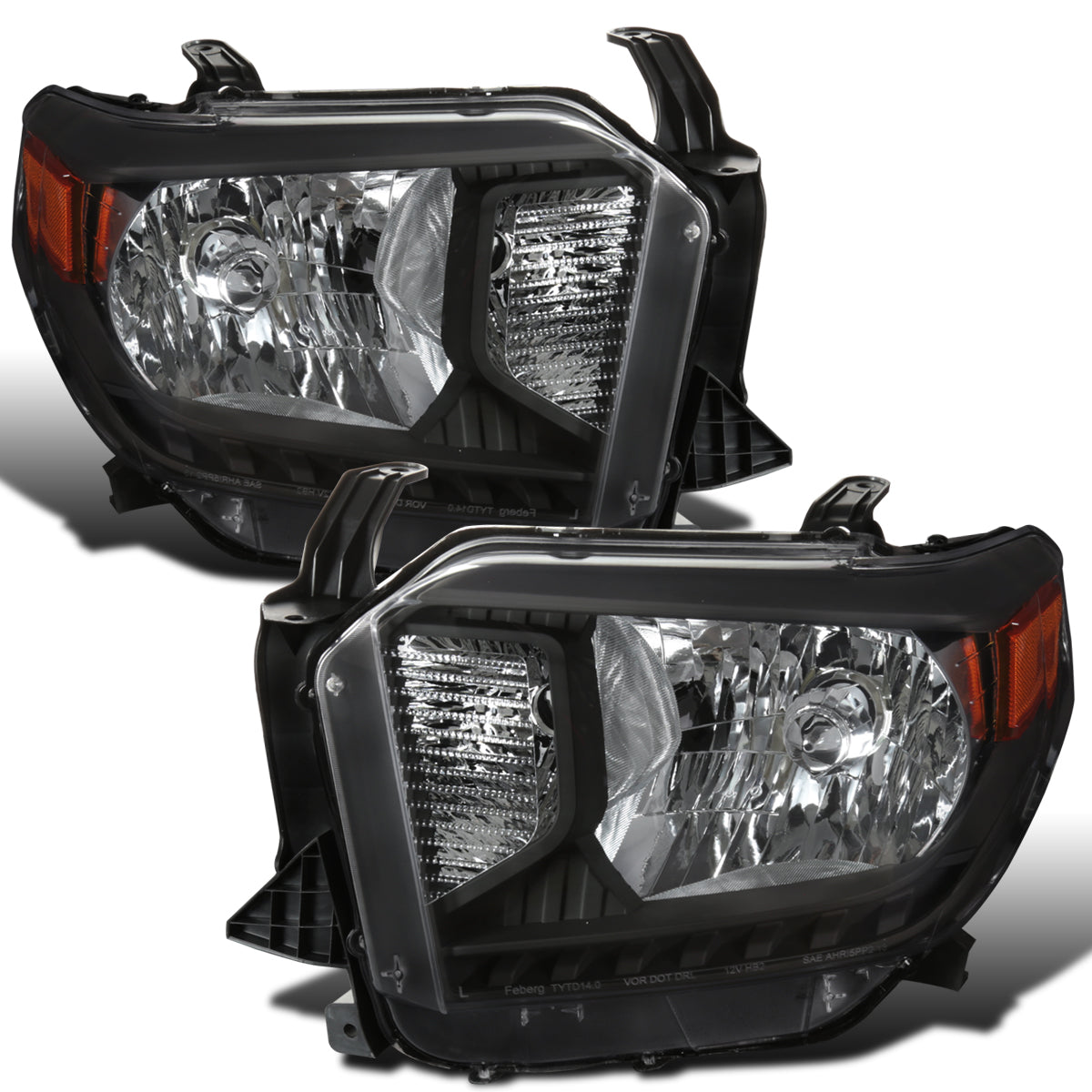 Ronnin - Fits 2014-2021 Toyota Tundra Factory Replacement Headlights Assembly Pair | Black