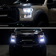 Ronnin - Fits 2015-2017 Ford F150 Full LED Beam Quad Projector Headlights Animated Startup Remote Control Amber/White DRL Switchback Seq. Turn Signals With 2 Lighting Patterns Assembly Pair | Black