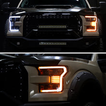 2015-2017 Ford F150 Full LED Beam Quad Projector Headlights Animated Startup Remote Control Amber/White DRL Switchback Seq. Turn Signals With 2 Lighting Patterns Assembly Pair | Black Smoke