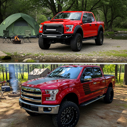 Ronnin - Fits 2015-2017 Ford F150 Full LED Beam Quad Projector Headlights Animated Startup Remote Control Amber/White DRL Switchback Seq. Turn Signals With 2 Lighting Patterns Assembly Pair | Chrome