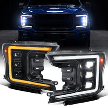 Ronnin - Fits 2018-2020 Ford F150 Full LED Beam Triple Projector Headlights Animated Startup Remote Control Amber/White DRL Switchback Seq. Turn Signals With 2 Lighting Patterns Assembly Pair | Black