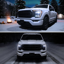 2021-2023 Ford F150  LED Type Full LED Quad Projector Headlights Remote Control Amber/White Animated Startup Effect DRL Switchback Seq. Turn Signals Pair | Black