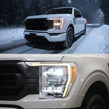 2021-2023 Ford F150  LED Type Full LED Quad Projector Headlights Remote Control Amber/White Animated Startup Effect DRL Switchback Seq. Turn Signals Pair | Chrome