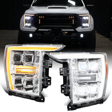 2021-2023 Ford F150  LED Type Full LED Quad Projector Headlights Remote Control Amber/White Animated Startup Effect DRL Switchback Seq. Turn Signals Pair | Chrome