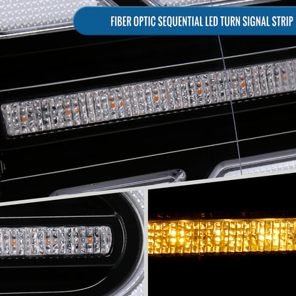 Ronnin - Fits 2007-2014 Toyota FJ Cruiser Full LED Projector Headlights Sequential Turn Signal + Animated Startup Effect Lamps Assembly Pair | Glossy Black