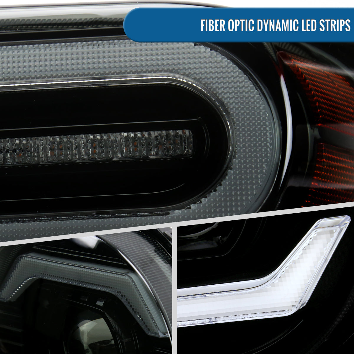 Ronnin - Fits 2007-2014 Toyota FJ Cruiser Full LED Projector Headlights Sequential Turn Signal + Animated Startup Effect Lamps Assembly Pair | Black Smoke