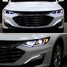 Ronnin - Fits 2019-2024 Chevy Malibu Full LED Projector Headlights Switchback Sequential Turn Signal + Animated Startup Effect Lamps Assembly Pair | Black Smoke