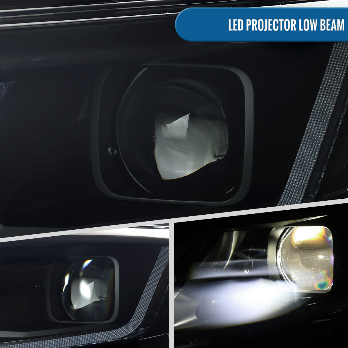 Ronnin - Fits 2019-2024 Chevy Malibu Full LED Projector Headlights Switchback Sequential Turn Signal + Animated Startup Effect Lamps Assembly Pair | Black Smoke