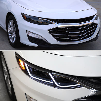 Ronnin - Fits 2019-2024 Chevy Malibu Full LED Projector Headlights Switchback Sequential Turn Signal + Animated Startup Effect Lamps Assembly Pair | Black Smoke