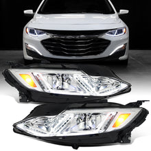 Ronnin - Fits 2019-2024 Chevy Malibu Full LED Projector Headlights Switchback Sequential Turn Signal + Animated Startup Effect Lamps Assembly Pair | Chrome