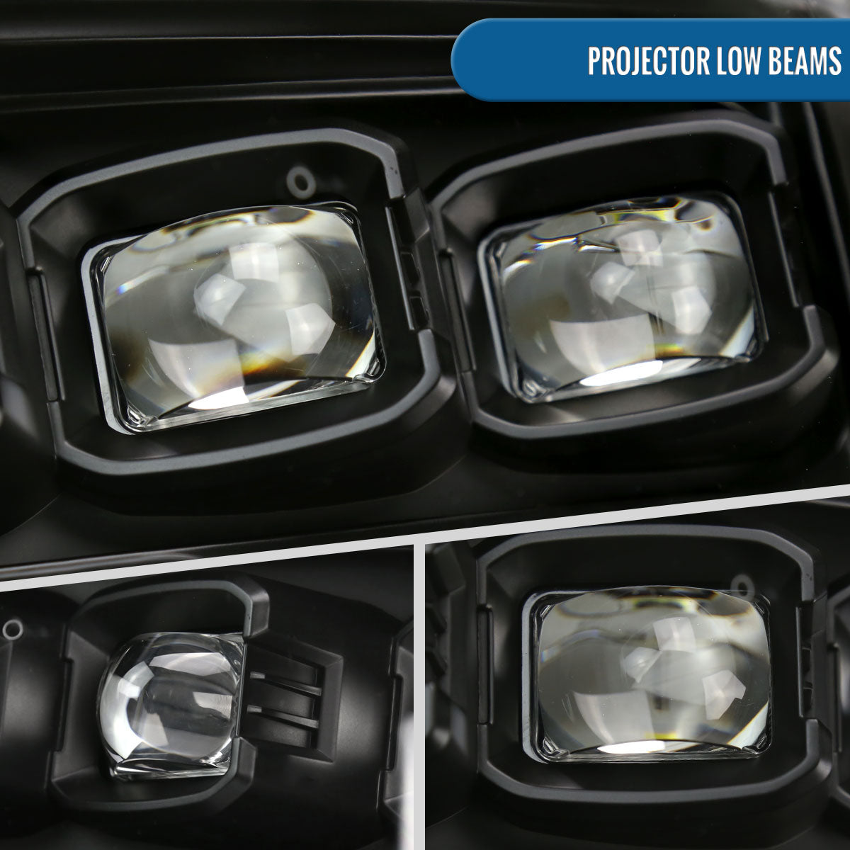 Ronnin - Fits 2009-2018 Ram 1500 2500 3500 Upgraded Full LED Triple Projector Headlights Switchback Sequential Signal + Animated Startup Effect Pair | Black