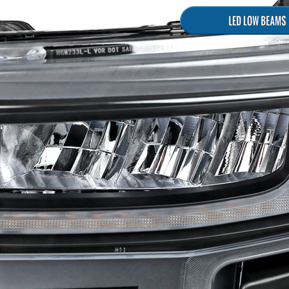 Ronnin - Fits 2019-2021 Chevy Silverado 1500 '22 Silverado 1500 LTD Upgraded Full LED Headlights Switchback Sequential Turn Signals + Animated Startup Effect Pair | Black