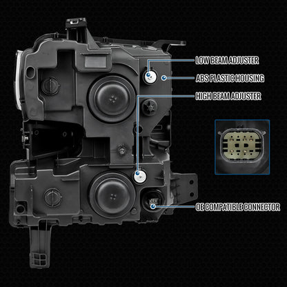 Ronnin - Fits 2019-2021 Chevy Silverado 1500 '22 Silverado 1500 LTD Upgraded Full LED Headlights Switchback Sequential Turn Signals + Animated Startup Effect Pair | Black