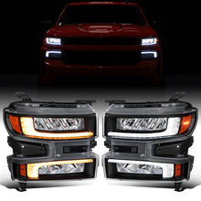 Ronnin - Fits 2019-2021 Chevy Silverado 1500 '22 Silverado 1500 LTD Upgraded Full LED Headlights Switchback Sequential Turn Signals + Animated Startup Effect Pair | Black