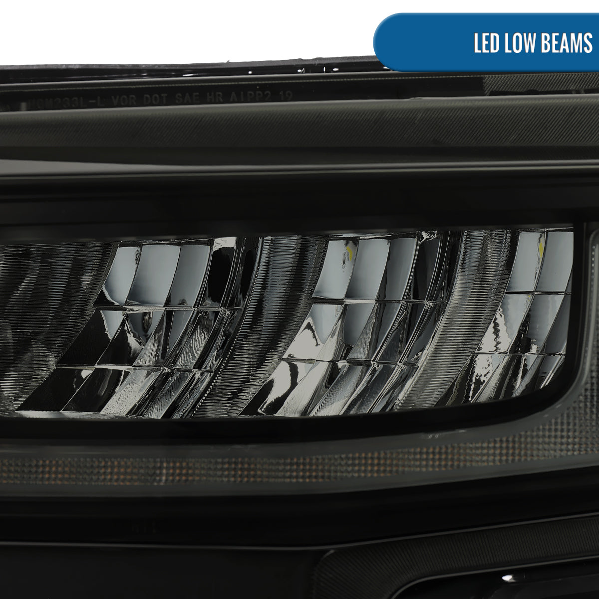 Ronnin - Fits 2019-2021 Chevy Silverado 1500 '22 Silverado 1500 LTD Halogen Upgraded Replacement Full LED Headlights Switchback Sequential Turn Signals + Animated Startup Effect Pair | Black Smoke