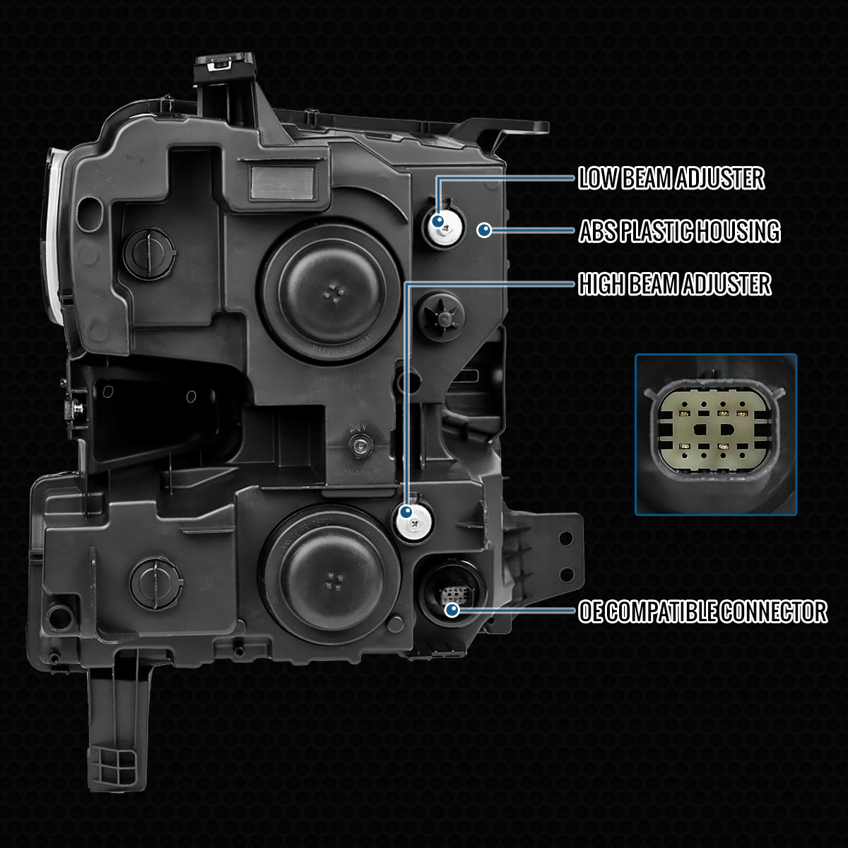 Ronnin - Fits 2019-2021 Chevy Silverado 1500 '22 Silverado 1500 LTD Halogen Upgraded Replacement Full LED Headlights Switchback Sequential Turn Signals + Animated Startup Effect Pair | Black Smoke