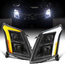 Ronnin - Fits 2010-2016 Cadillac SRX Upgrade For Halogen Type Full LED Dual Projector Headlights LED Switchback Sequential Turn Signals + Animated Startup Effect Pair | Black