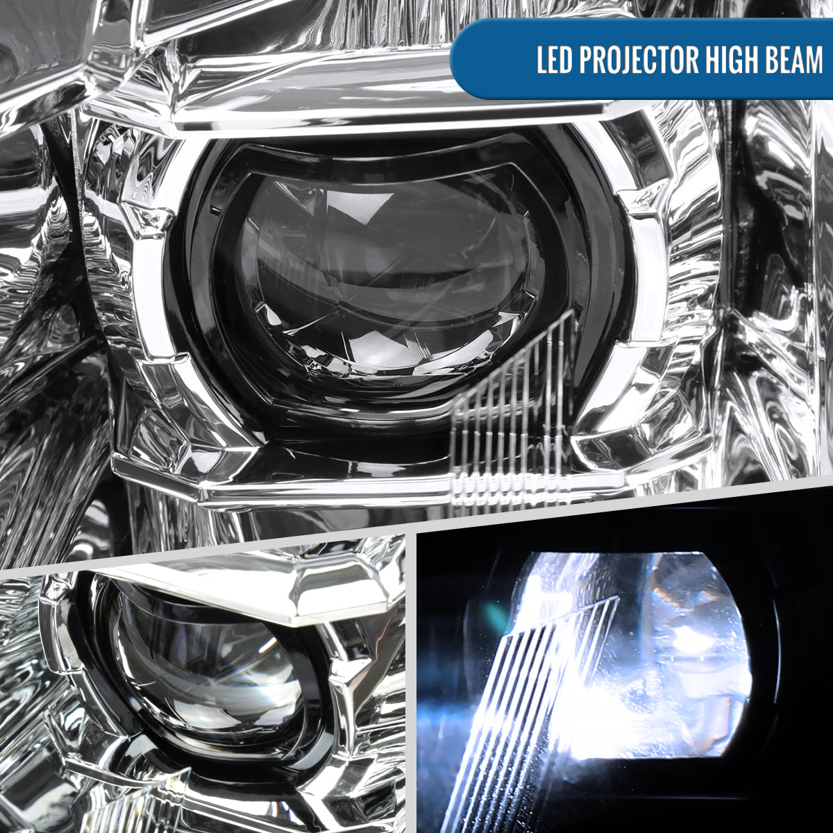 Ronnin - Fits 2010-2016 Cadillac SRX Upgrade For Halogen Type Full LED Dual Projector Headlights Switchback Sequential Turn Signals + Animated Startup Effect Pair | Chrome