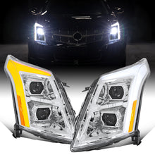 Ronnin - Fits 2010-2016 Cadillac SRX Upgrade For Halogen Type Full LED Dual Projector Headlights LED Switchback Sequential Turn Signals + Animated Startup Effect Pair | Chrome