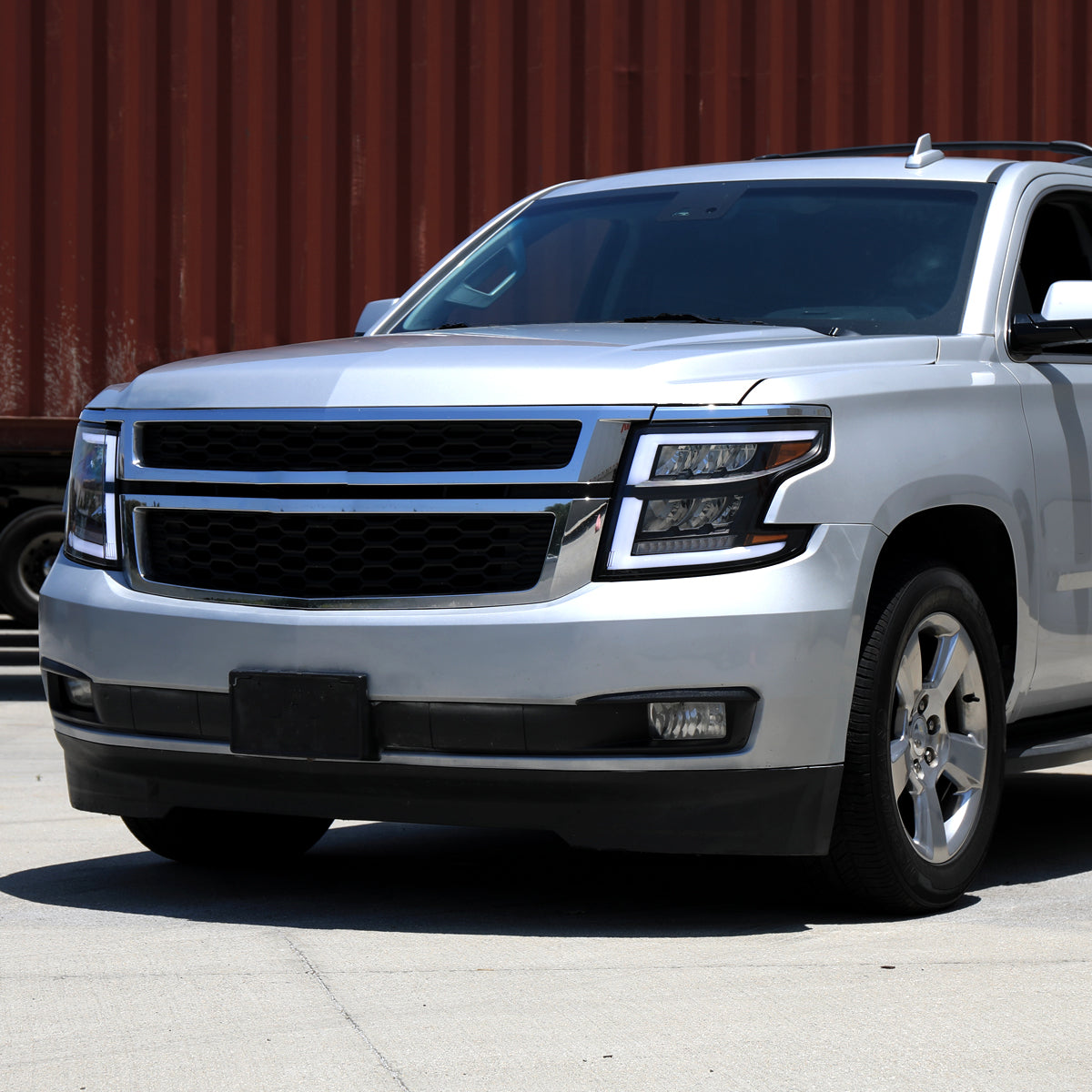 Ronnin - Fits 2015-2020 Chevy Tahoe Suburban Full LED DRL Headlights Switchback Sequential Turn Signal + Animated Startup Effect Assembly Pair | Black