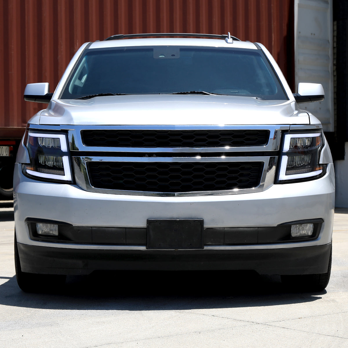 Ronnin - Fits 2015-2020 Chevy Tahoe Suburban Full LED DRL Headlights Switchback Sequential Turn Signal + Animated Startup Effect Assembly Pair | Black