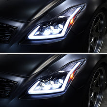 2008-2013 Infiniti G37 2014-2015 Q60 Coupe Triple Projector LED Headlights Switchback Sequential Signals DRL + Animated Startup Effect Assembly Pair  | Black