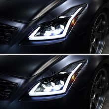 Ronnin - Fits 2008-2013 Infiniti G37 2014-2015 Q60 Coupe LED High Beam + Low Beam Projector Headlights Switchback Sequential Signals DRL + Animated Startup Effect Assembly Pair  | Black Smoke