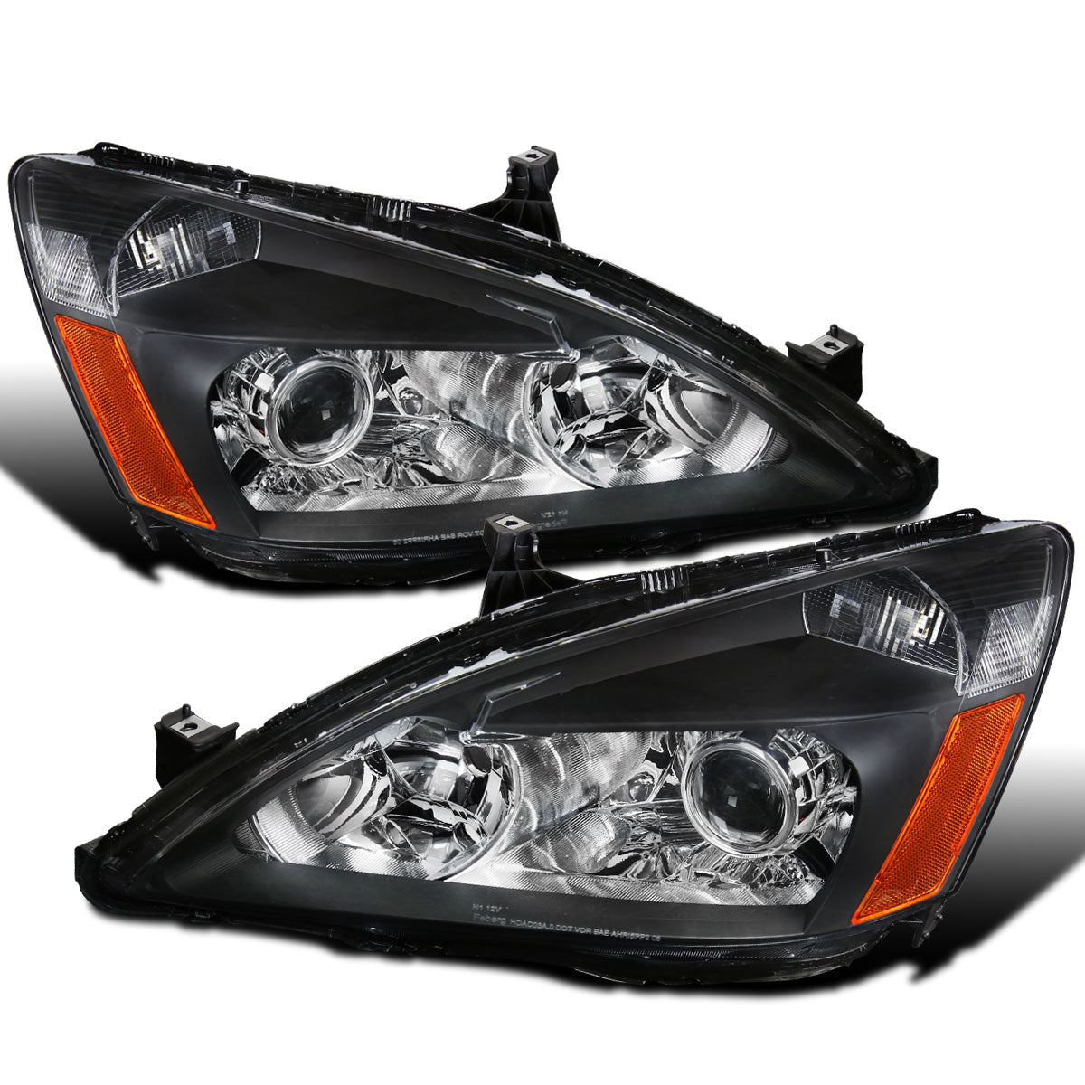 Ronnin - Compatible con Honda Accord 2003-2007 Coupé 2 puertas Sedán 4 puertas Conjunto de Faros Proyectores Par | Negro