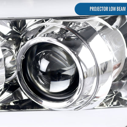 Ronnin - Fits 2007-2014 Chevy Avalanche Suburban Tahoe LED Tube Projector Headlights DRL Assembly Pair | Chrome