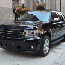 Ronnin - Fits 2007-2014 Chevy Avalanche Suburban Tahoe LED Tube Projector Headlights DRL Assembly Pair | Chrome