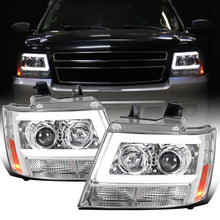 Ronnin - Fits 2007-2014 Chevy Avalanche Suburban Tahoe LED Tube Projector Headlights DRL Assembly Pair | Chrome