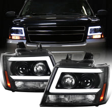 Ronnin - Fits 2007-2014 Chevy Avalanche Suburban Tahoe LED Tube Projector Headlights DRL Assembly Pair | Black