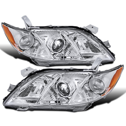 Ronnin - Faros delanteros tipo proyector de repuesto para Toyota Camry 2007-2009 | Par | Cromado