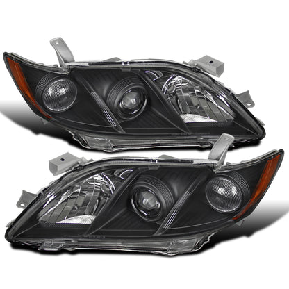Ronnin - Faros delanteros tipo proyector de repuesto para Toyota Camry 2007-2009 | Negro (par)