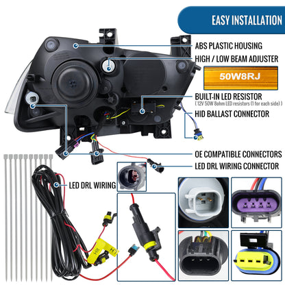 Ronnin - Faros delanteros con proyector de xenón HID con intermitentes secuenciales LED DRL con efecto de inicio animado para Dodge Charger 2011-2014, par | Cromo