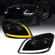 Ronnin - Fits 2005-2010 Chevy Cobalt Pontiac G5 Pursuit Upgraded Replacement LED Turn Signals Switchback Parking Square Shrouds Projector Headlights Assembly Pair | Black Smoke