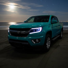 Ronnin - Compatible con Chevy Colorado 2015-2022 Luces direccionales secuenciales de tubo LED Switchback + Par de proyectores de faros delanteros con efecto de inicio animado | Negro