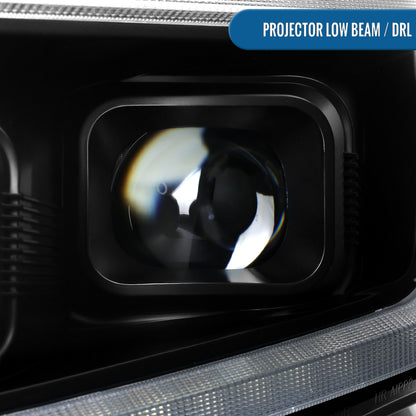 Ronnin - Compatible con Chevy Colorado 2015-2022 Luces direccionales secuenciales de tubo LED Switchback + Par de proyectores de faros delanteros con efecto de inicio animado | Negro
